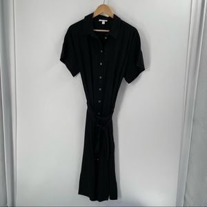 Prologue Women's Short Sleeve Front Button-Down Dress - Black